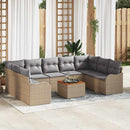 Havesofa Sæt med pude 10 pcs Beige polyrattan