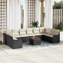 Havesofa Sæt med pude 11 pcs Sort polyrattan