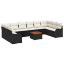 Havesofa Sæt med pude 11 pcs Sort polyrattan