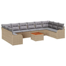 Havesofa Sæt med pude 11 pcs Beige polyrattan