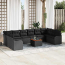 Havesofa Sæt med pude 11 pcs Sort polyrattan