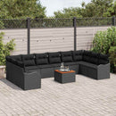 Havesofa Sæt med pude 11 pcs Sort polyrattan