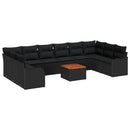 Havesofa Sæt med pude 11 pcs Sort polyrattan
