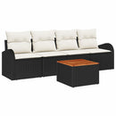 Havesofa Sæt med pude 5 pcs Sort polyrattan