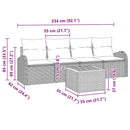Havesofa Sæt med pude 5 pcs Sort polyrattan