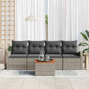 Havesofa Sæt med pude 5 pcs Grå polyrattan