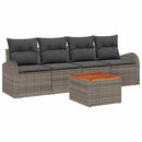 Havesofa Sæt med pude 5 pcs Grå polyrattan