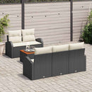 Havesofa Sæt med pude 6 pcs Sort polyrattan