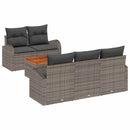 Havesofa Sæt med pude 6 pcs Grå polyrattan