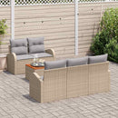 Havesofa Sæt med pude 6 pcs Beige polyrattan