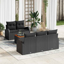 Havesofa Sæt med pude 6 pcs Sort polyrattan