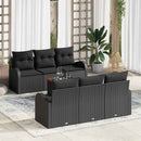 Havesofa Sæt med pude 7 pcs Sort polyrattan