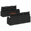 Havesofa Sæt med pude 7 pcs Sort polyrattan