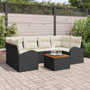 Havesofa Sæt med pude 7 pcs Sort polyrattan