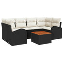Havesofa Sæt med pude 7 pcs Sort polyrattan