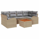 Havesofa Sæt med pude 7 pcs Beige polyrattan