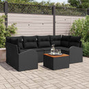 Havesofa Sæt med pude 7 pcs Sort polyrattan