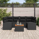Havesofa Sæt med pude 7 pcs Sort polyrattan