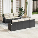 Havesofa Sæt med pude 8 pcs Sort polyrattan