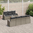 Havesofa Sæt med pude 8 pcs Grå polyrattan