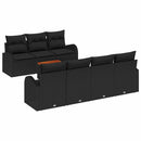 Havesofa Sæt med pude 8 pcs Sort polyrattan