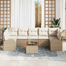 Havesofa Sæt med pude 8 pcs Beige polyrattan