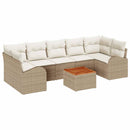 Havesofa Sæt med pude 8 pcs Beige polyrattan