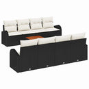 Havesofa Sæt med pude 9 pcs Sort polyrattan