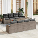 Havesofa Sæt med pude 9 pcs Grå polyrattan