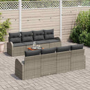 Havesofa Sæt med pude 9 pcs Grå polyrattan
