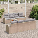 Havesofa Sæt med pude 9 pcs Beige polyrattan