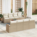 Havesofa Sæt med pude 9 pcs Beige polyrattan