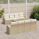 Havesofa Sæt med pude 9 pcs Beige polyrattan