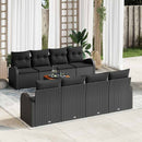 Havesofa Sæt med pude 9 pcs Sort polyrattan