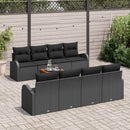 Havesofa Sæt med pude 9 pcs Sort polyrattan