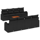 Havesofa Sæt med pude 9 pcs Sort polyrattan