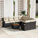 Havesofa Sæt med pude 9 pcs Sort polyrattan