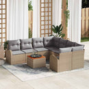 Havesofa Sæt med pude 9 pcs Beige polyrattan
