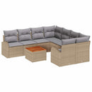 Havesofa Sæt med pude 9 pcs Beige polyrattan
