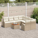 Havesofa Sæt med pude 9 pcs Beige polyrattan