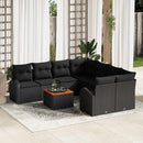 Havesofa Sæt med pude 9 pcs Sort polyrattan