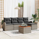 Havesofa Sæt med pude 6 pcs Grå polyrattan