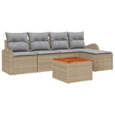 Havesofa Sæt med pude 6 pcs Beige polyrattan