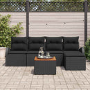 Havesofa Sæt med pude 6 pcs Sort polyrattan