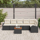 Havesofa Sæt med pude 7 pcs Sort polyrattan