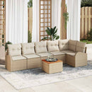 Havesofa Sæt med pude 7 pcs Beige polyrattan
