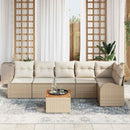 Havesofa Sæt med pude 7 pcs Beige polyrattan