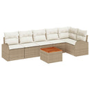 Havesofa Sæt med pude 7 pcs Beige polyrattan