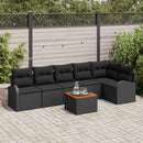 Havesofa Sæt med pude 7 pcs Sort polyrattan