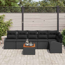 Havesofa Sæt med pude 7 pcs Sort polyrattan